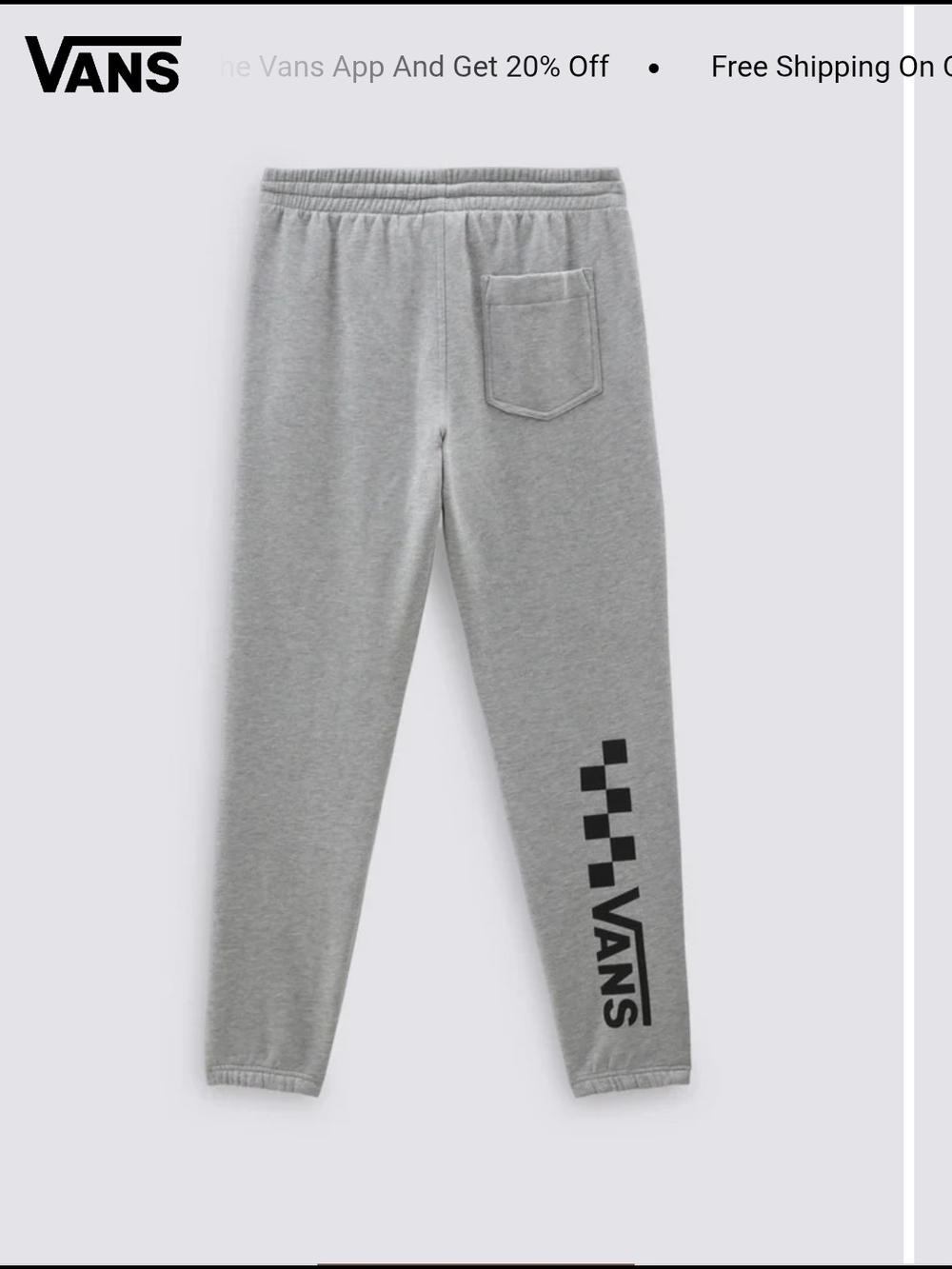 Vans Grey Joggers with Black Checker Logo
